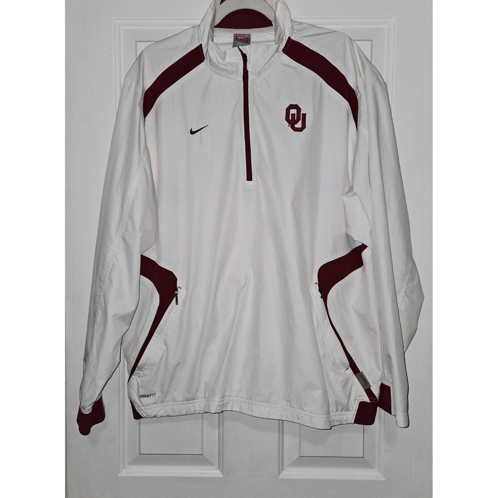 Nike Oklahoma Sooners Pullover Jacket Mens White Maroon OU Football L
